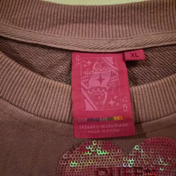 Queen of Sparkles Sequin Conversation Heart Sweatshirt - Picture 3 of 8